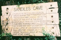Sandile cave tour at in pirie forest. Pic of sign to cave